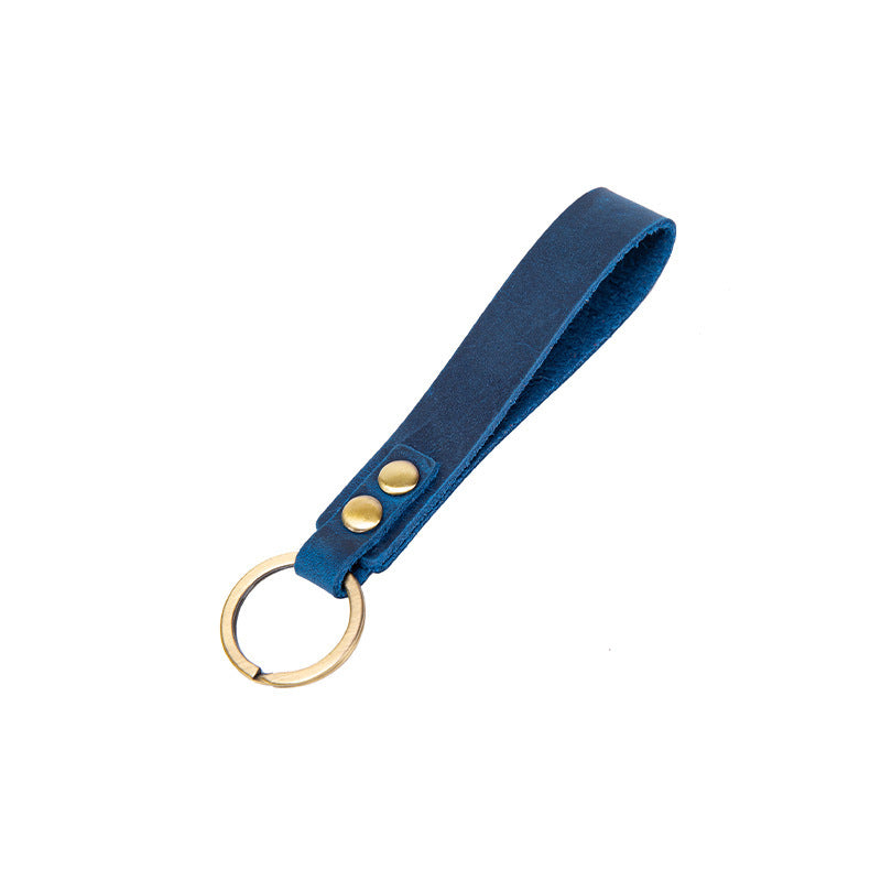 Leather Keychain Navy Blue