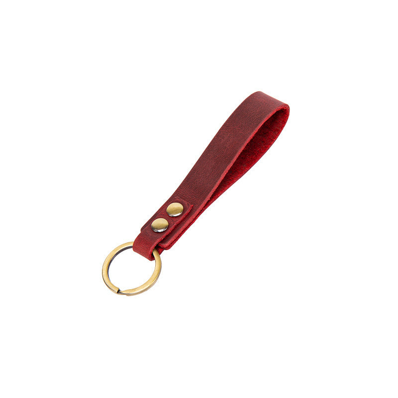 Leather Keychain Wine Red